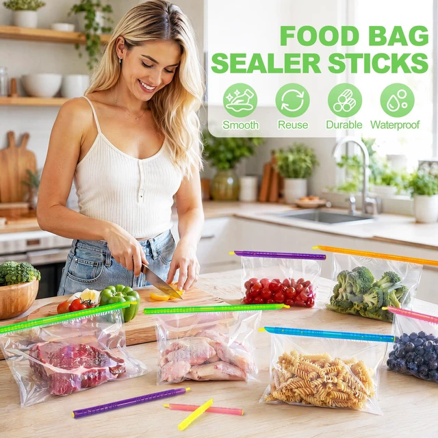 Alt view image 4 of 7 - 22 Pack Food Bag Sealer Sticks, Reusable Chip Bag Clips, Plastic ZOXILEN | Sliding Sealing Rods, Airtight Watertight Keep food fresh, Storage Accessories for Kitchen, 6 Different Sizes, Colors