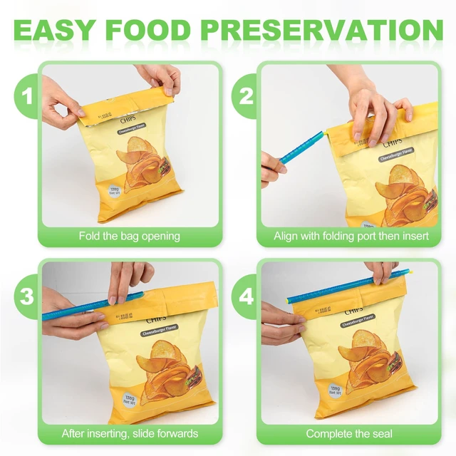 Alt view image 5 of 7 - 22 Pack Food Bag Sealer Sticks, Reusable Chip Bag Clips, Plastic ZOXILEN | Sliding Sealing Rods, Airtight Watertight Keep food fresh, Storage Accessories for Kitchen, 6 Different Sizes, Colors