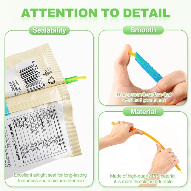 Alt view image 6 of 7 - 22 Pack Food Bag Sealer Sticks, Reusable Chip Bag Clips, Plastic ZOXILEN | Sliding Sealing Rods, Airtight Watertight Keep food fresh, Storage Accessories for Kitchen, 6 Different Sizes, Colors