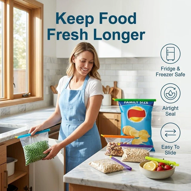 Alt view image 6 of 7 - 20pc Magic Bag Sealer Sticks Reusable Plastic Food Storage Clips Multi-Size Airtight Watertight Closures for Snacks Chips Cereal Pantry Organization Kitchen Gadgets