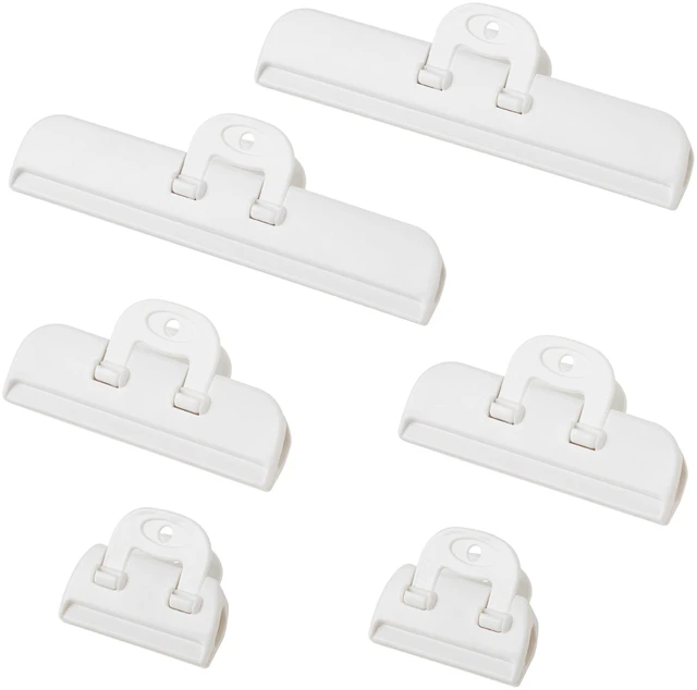 Main image of Heavy Duty Bag Clips for Food, Chips, Snacks, Pet Food, Cereal, Coffee | Airtight Reusable & Non-Slip Sealing Clip, Kitchen Organization & Storage Essentials, Assorted Sizes-6-Pack (White)