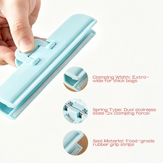 Alt view image 3 of 7 - Heavy Duty Bag Clips for Food, Chips, Snacks, Pet Food, Cereal, Coffee | Airtight Reusable & Non-Slip Sealing Clip, Kitchen Organization & Storage Essentials, Assorted Sizes-6-Pack (White)