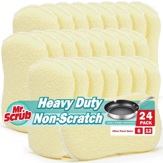 Main image of Sponges Kitchen Scrub Dish Sponge Scouring Pad, 24 Pack Cleaning Brush Scrubber Supplies for Soap, Dishwashing Dinnerware Sets Pan Pot Glass Dishwasher Sink Bathroom Towels Cloth Rags Holder