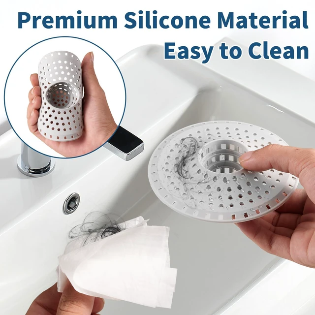 Alt view image 6 of 6 - 3Pcs Silicone Hair Catcher Shower Drain for Bathtub & Sink Trap/Strainer | 3 Pack Anti-Clog Collapsible Tub Protector Cover, Pet Hair Stopper fit 1 1/2" to 1 5/8'' Bathroom, Shower Stall & Sink Drains