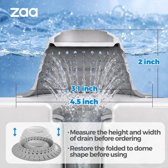 Alt view image 4 of 6 - Shower Drain Hair Catcher Bathtub Drain Cover Strainer Protector | 2-Pack Gray Collapsible Shower Drain Hair Catcher for Pop Up Tubs, Traps Hair Before Clogs, Easy Clean for Bathroom Sinks
