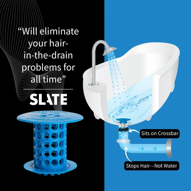Alt view image 4 of 7 - Bathtub Drain Hair Catcher In-Drain Tub Strainer & Clog Prevention Protector, Fits Standard 1.41.75 Tub Drains, Easy Clean, Captures Human & Pet Hair out of Sight (Blue)