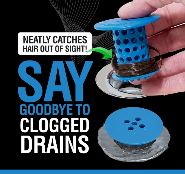Alt view image 2 of 7 - Bathtub Drain Hair Catcher In-Drain Tub Strainer & Clog Prevention Protector, Fits Standard 1.41.75 Tub Drains, Easy Clean, Captures Human & Pet Hair out of Sight (Blue)