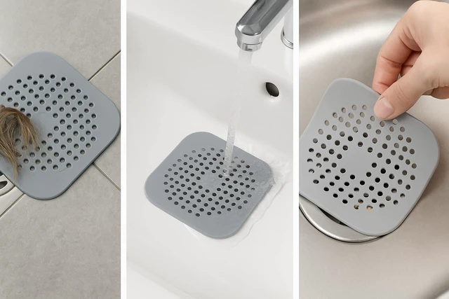 Alt view image 6 of 7 - Silicone Drain Protector, Gray Anti-Clog Hair Catcher for Shower and Bathtub, 5.7 Inch Flexible Strainer with Easy Clean Design