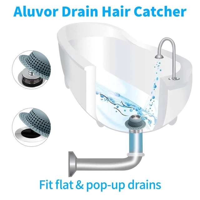 Alt view image 3 of 6 - Shower Drain Hair Catcher Bathtub Drain Cover Sink Drain Protector | Bathroom Sink & Bathtub Drain Strainer for Pop-Up & Regular Drains, Silver Greyish Blue