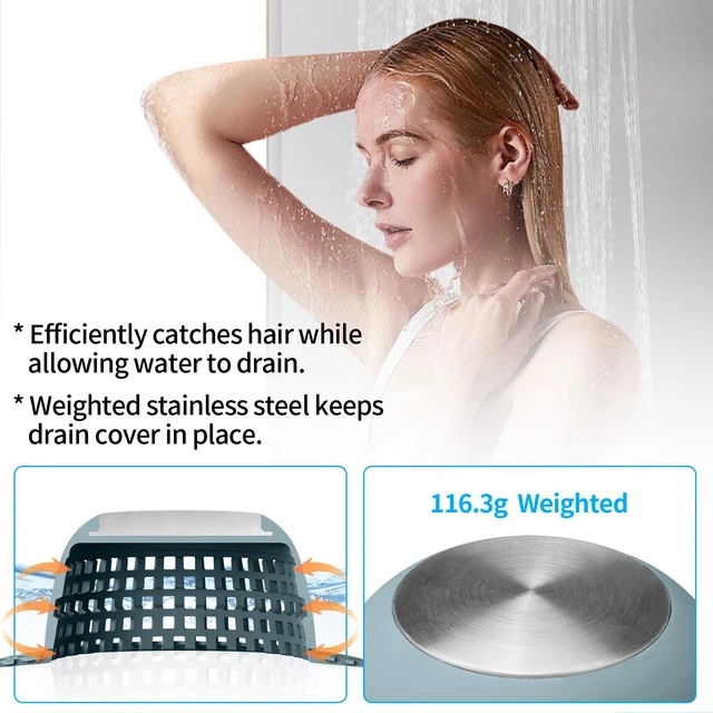 Alt view image 5 of 6 - Shower Drain Hair Catcher Bathtub Drain Cover Sink Drain Protector | Bathroom Sink & Bathtub Drain Strainer for Pop-Up & Regular Drains, Silver Greyish Blue