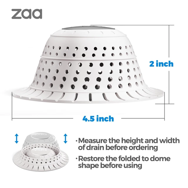 Alt view image 6 of 7 - Bathtub Drain Strainer Silicone Bathroom Stopper Fixture Accessories | White Collapsible Shower Drain Hair Catcher for Pop Up Tubs, Traps Hair Before Clogs, Easy Clean for Bathroom Sinks