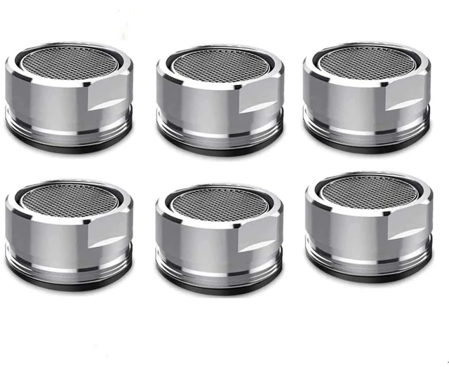 Main image of 6 Pack Faucet Aerator 2.2 GPM Bathroom Sink Aerator Regular Standard Replacement Parts with Brass Shell 15/16-Inch Male Threads Aerator Faucet Filter with Gasket for Kitchen Bathroom