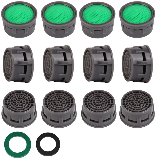 Main image of Faucet Aerator, Flow Restrictor Insert, Sink Aerator Replacement Parts for Bathroom or Kitchen Sink Faucet Filter, Fit for Internal and External Thread Faucet Aerators, with Washer (12pcs)