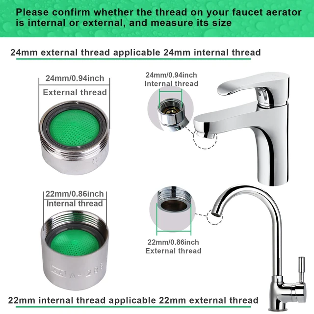 Alt view image 3 of 7 - Faucet Aerator, Flow Restrictor Insert, Sink Aerator Replacement Parts for Bathroom or Kitchen Sink Faucet Filter, Fit for Internal and External Thread Faucet Aerators, with Washer (12pcs)