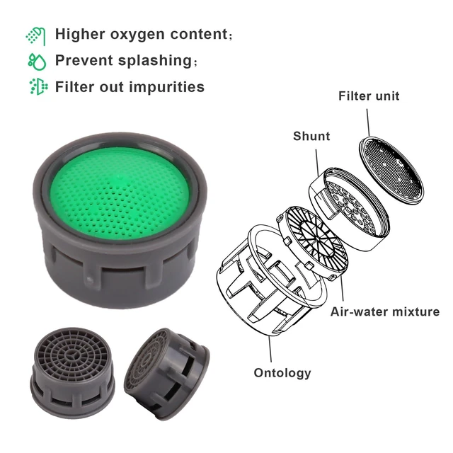 Alt view image 4 of 7 - Faucet Aerator, Flow Restrictor Insert, Sink Aerator Replacement Parts for Bathroom or Kitchen Sink Faucet Filter, Fit for Internal and External Thread Faucet Aerators, with Washer (12pcs)