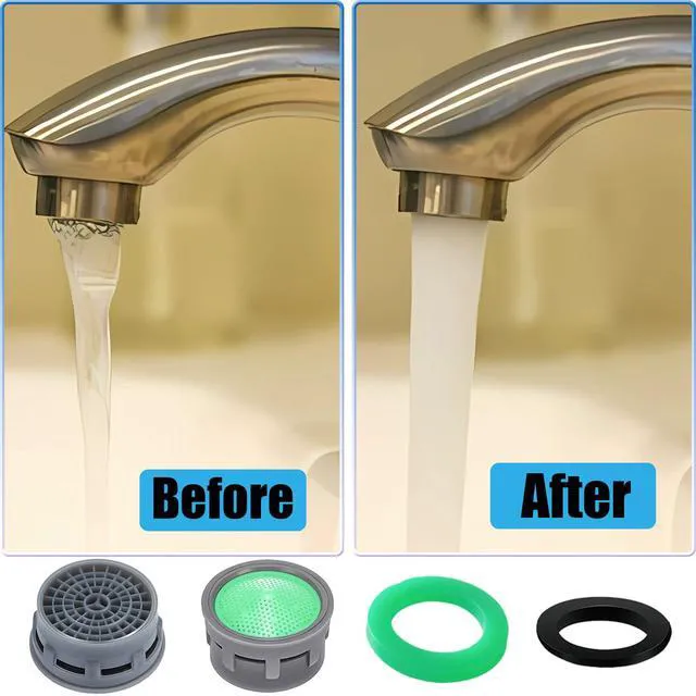 Alt view image 4 of 7 - Faucet Aerator, 1.5 GPM Flow Restrictor Insert, Faucet Aerator Replacement Part for Bathroom or Kitchen Faucet Filter, Fits Male and Female Faucet Aerators with Washers (20 Pcs)