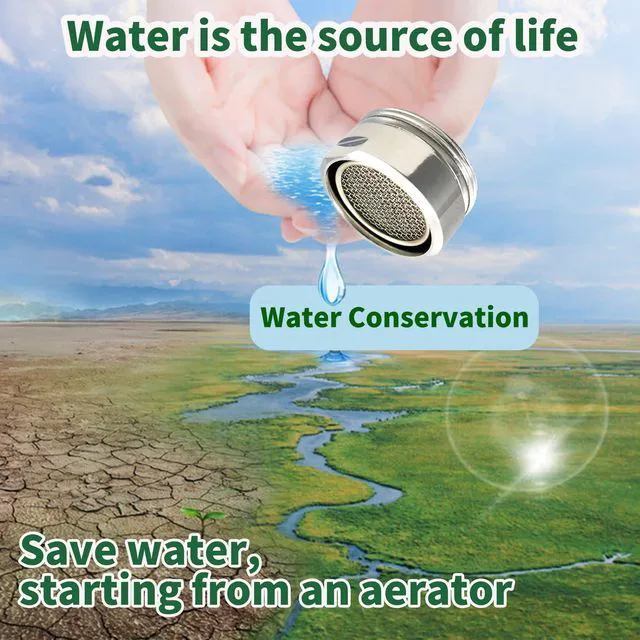 Alt view image 6 of 7 - Bathroom Sink Aerator,2.2 GPM Faucet Aerator, Made of Solid Brass and Stainless Steel,15/16 Inch Male Thread Faucet Replacement with Gasket,For Kitchen and Bathroom,6PCS(Silvery)