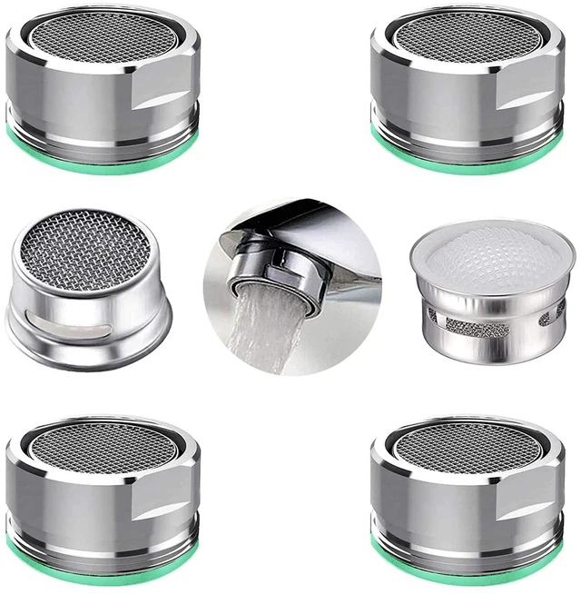 Main image of 4PCS Faucet Aerator, 2 Packs of Aerator Filter Replacement Parts, With Brass Housing 15/16 Inch 24mm External Thread Aerator Faucet Filter, With Gasket, For Kitchen and Bathroom