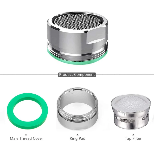 Alt view image 4 of 7 - 4PCS Faucet Aerator, 2 Packs of Aerator Filter Replacement Parts, With Brass Housing 15/16 Inch 24mm External Thread Aerator Faucet Filter, With Gasket, For Kitchen and Bathroom