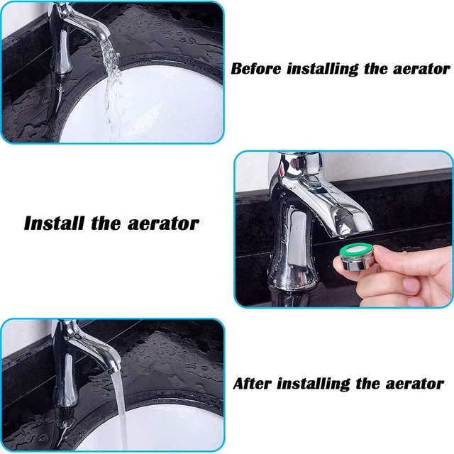 Alt view image 5 of 7 - 4PCS Faucet Aerator, 2 Packs of Aerator Filter Replacement Parts, With Brass Housing 15/16 Inch 24mm External Thread Aerator Faucet Filter, With Gasket, For Kitchen and Bathroom