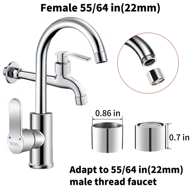 Alt view image 2 of 7 - Bathroom Sink Aerator,2.2 GPM Faucet Aerator, Made of Solid Brass and Stainless Steel,55/64 Inch Female Thread Faucet Replacement with Gasket,For Kitchen and Bathroom,4PCS(Silver)