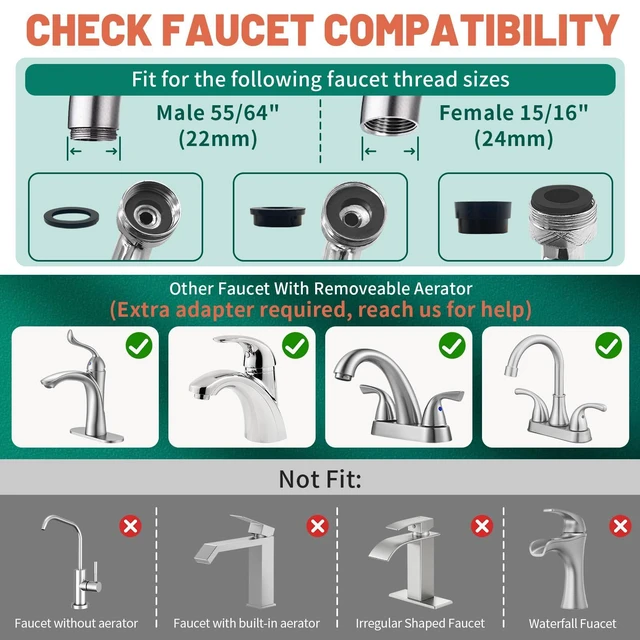 Alt view image 4 of 6 - Patented CECEFIN Swivel Faucet Extender Sink Aerator NSF/ANSI 372 Standard | Bathroom/Kitchen Tap Extension Lead-free, 1440° Rotatable 2-Mode Water Splash Spray Attachment, Multifunctional Robotic Arm