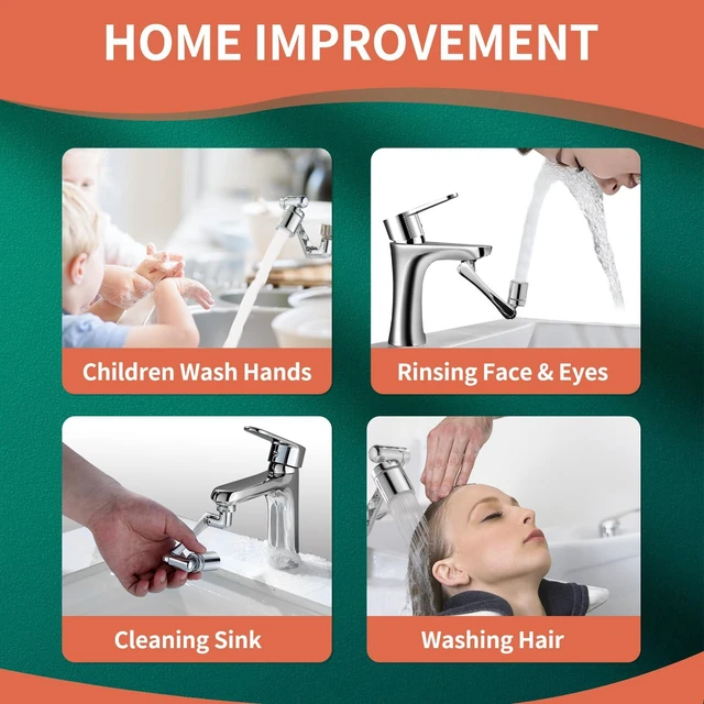 Alt view image 6 of 6 - Patented CECEFIN Swivel Faucet Extender Sink Aerator NSF/ANSI 372 Standard | Bathroom/Kitchen Tap Extension Lead-free, 1440° Rotatable 2-Mode Water Splash Spray Attachment, Multifunctional Robotic Arm