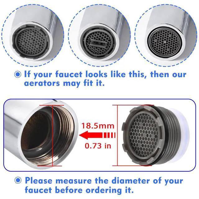 Alt view image 2 of 7 - Faucet Aerator M18.5, WeeVeni 6PCS Aerator Replacement for Sink Faucet Flow Restrictor, Kitchen Bathroom Sink Aerators with Key Removal Wrench Tool