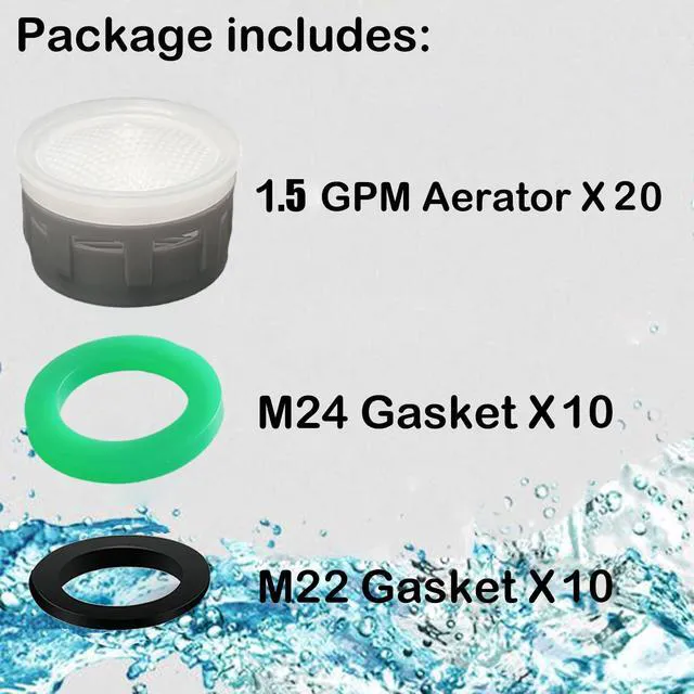 Alt view image 3 of 7 - Faucet Aerator, 1.5 GPM Restrictor Plug-in Faucet Aerator Bathroom or Kitchen Replacement (20 pieces in white)