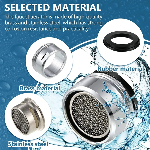 Alt view image 6 of 6 - 6 Pcs Faucet Aerator Replacement, Male Thread(S), 24 mm | Brass Chrome, Bathroom Kitchen Faucet, Brass Shell with Gasket, Dual-thread Filter for Water Flow Control, Easy Replacement