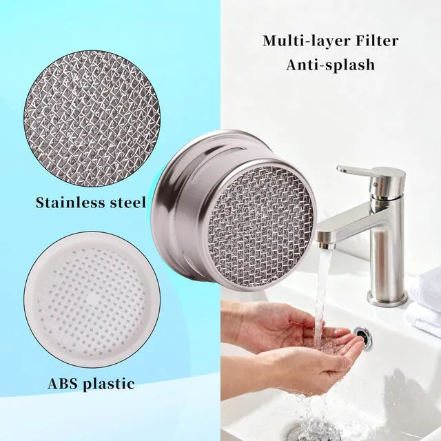 Alt view image 3 of 7 - Kitchen Faucet Aerator Replacement, Anti-Splash with Multi-Size Wrench, 10 Pack M24 (15/16") & 2 Pack M22 (55/64") Brass Aerators, Sink Aerator Kit for Kitchen & Bathroom