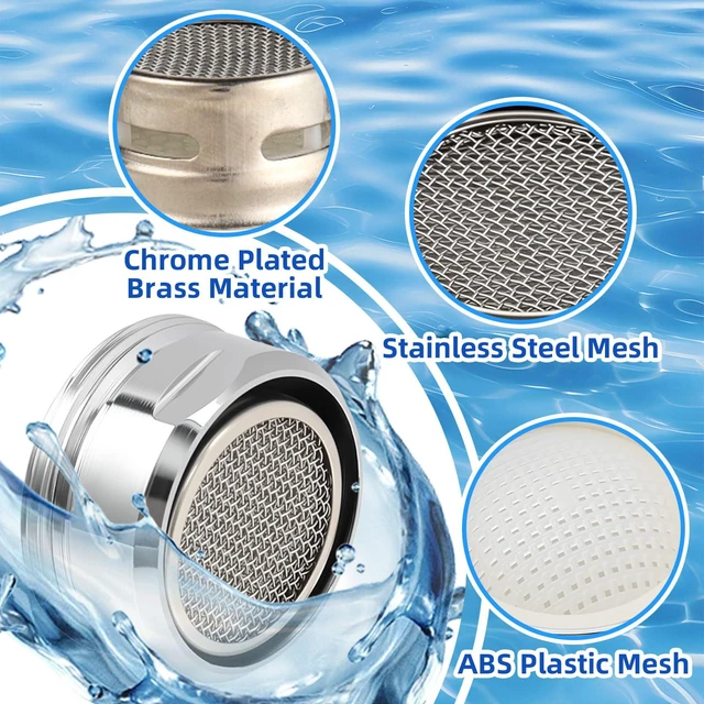 Alt view image 3 of 7 - 6PCS Faucet Aerator, Aerator Filter Replacement, 15/16-Inch Male Threads | Bathroom Sink Aerator Replacement Parts,Fit for 24mm Male Thread Faucet Aerators, with Washer