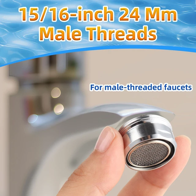 Alt view image 5 of 7 - 6PCS Faucet Aerator, Aerator Filter Replacement, 15/16-Inch Male Threads | Bathroom Sink Aerator Replacement Parts,Fit for 24mm Male Thread Faucet Aerators, with Washer