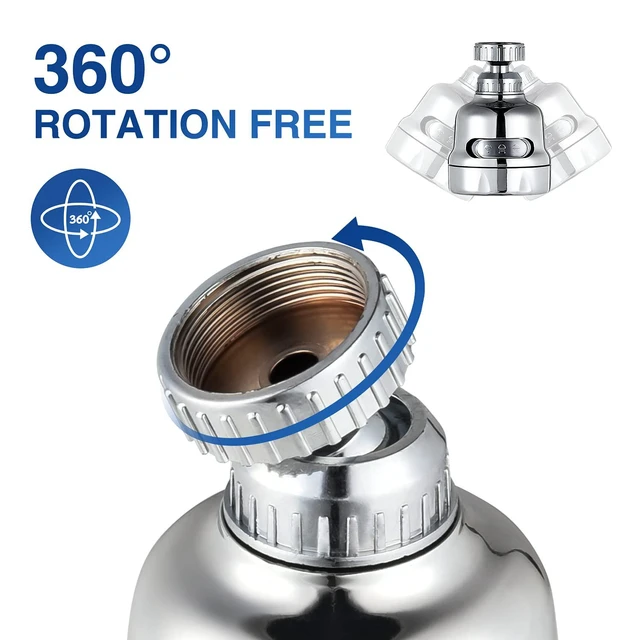Alt view image 4 of 6 - Faucet Sprayer Attachment, 360 Degree Rotating Faucet Aerator Accessories, 3 Mode Adjustable Kitchen Sink Tap Head Water Saving Extend Nozzle Chrome Plated,(Pack of 2)