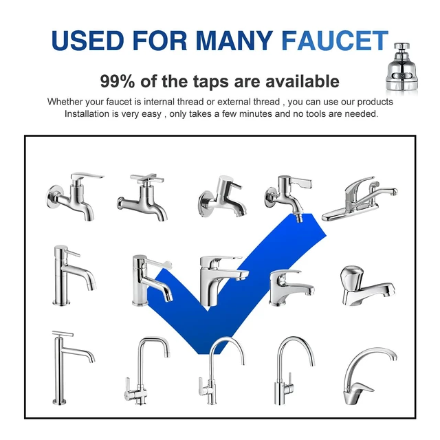 Alt view image 5 of 6 - Faucet Sprayer Attachment, 360 Degree Rotating Faucet Aerator Accessories, 3 Mode Adjustable Kitchen Sink Tap Head Water Saving Extend Nozzle Chrome Plated,(Pack of 2)