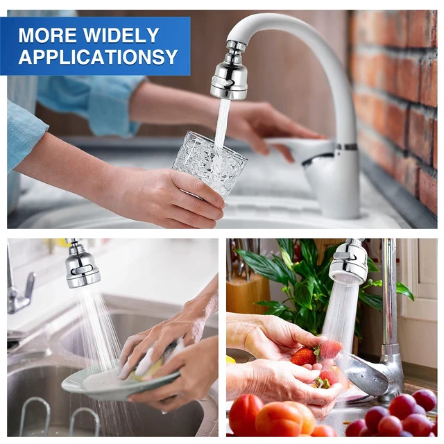 Alt view image 6 of 6 - Faucet Sprayer Attachment, 360 Degree Rotating Faucet Aerator Accessories, 3 Mode Adjustable Kitchen Sink Tap Head Water Saving Extend Nozzle Chrome Plated,(Pack of 2)