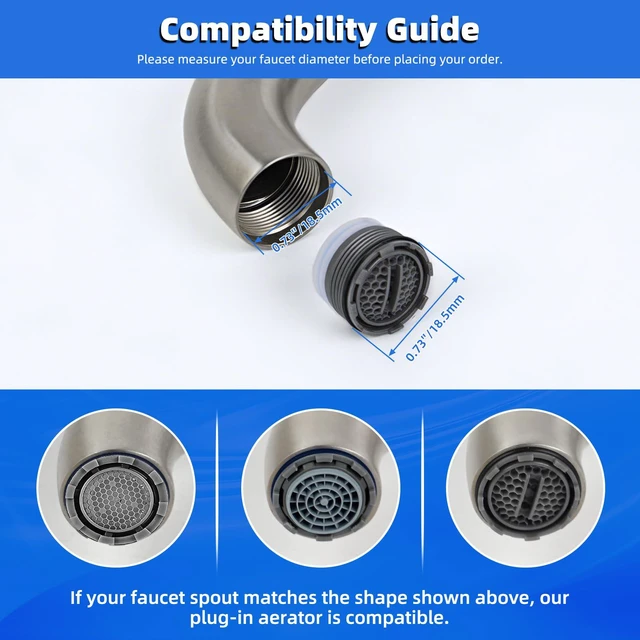 Alt view image 4 of 7 - 6PCS Sink Faucet Aerator M18.5 with 5PCS Removal Wrench Keys | Aerator Replacement, 18.5mm Male Thread Flow Restrictor for Kitchen & Bathroom Faucet