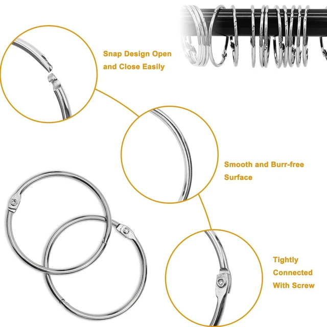 Alt view image 4 of 7 - Shower Curtain Hooks Rings,24 Pcs Rustproof Metal Shower Hooks for Shower Curtain,Glide Smoothly Round Shower Rings for Curtain,Shower Curtain Rings for Bathroom Shower Rod,Snap Joint Design (Silver)
