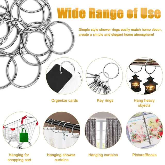 Alt view image 5 of 7 - Shower Curtain Hooks Rings,24 Pcs Rustproof Metal Shower Hooks for Shower Curtain,Glide Smoothly Round Shower Rings for Curtain,Shower Curtain Rings for Bathroom Shower Rod,Snap Joint Design (Silver)