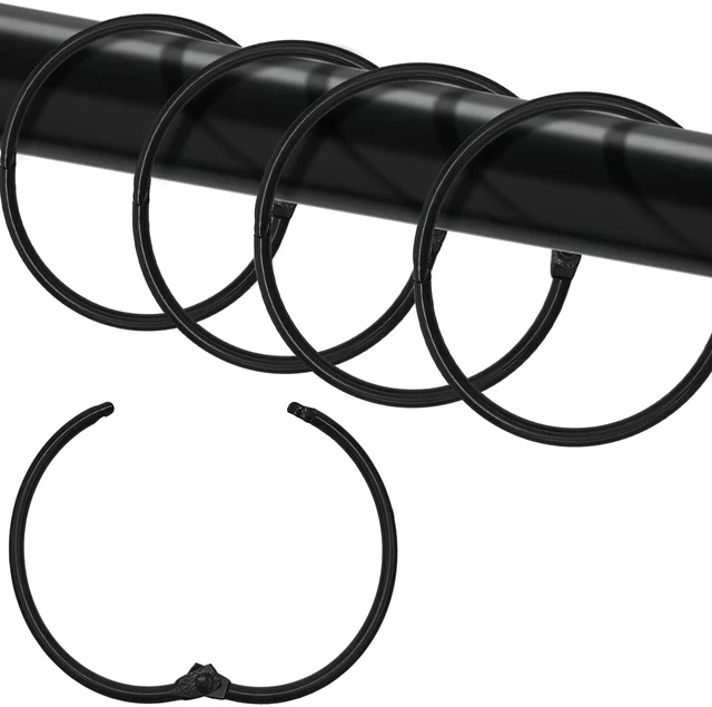 Main image of Shower Curtain Hooks Rings,24 Pcs Rustproof Metal Shower Hooks for Shower Curtain,Glide Smoothly Round Shower Rings for Curtain,Shower Curtain Rings for Bathroom Shower Rod,Snap Joint Design (Black)