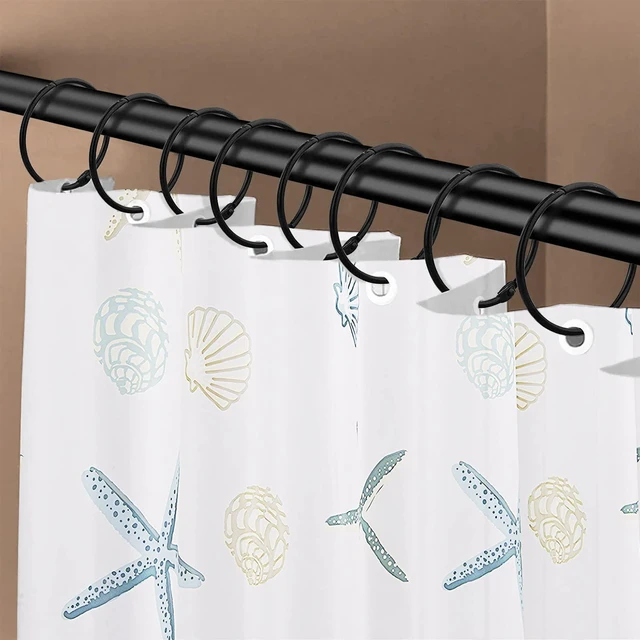 Alt view image 2 of 7 - Shower Curtain Hooks Rings,24 Pcs Rustproof Metal Shower Hooks for Shower Curtain,Glide Smoothly Round Shower Rings for Curtain,Shower Curtain Rings for Bathroom Shower Rod,Snap Joint Design (Black)