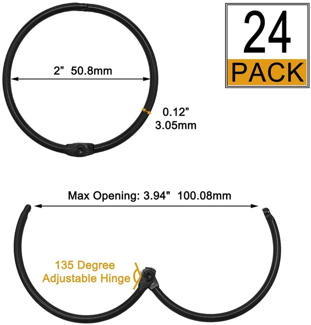 Alt view image 4 of 7 - Shower Curtain Hooks Rings,24 Pcs Rustproof Metal Shower Hooks for Shower Curtain,Glide Smoothly Round Shower Rings for Curtain,Shower Curtain Rings for Bathroom Shower Rod,Snap Joint Design (Black)