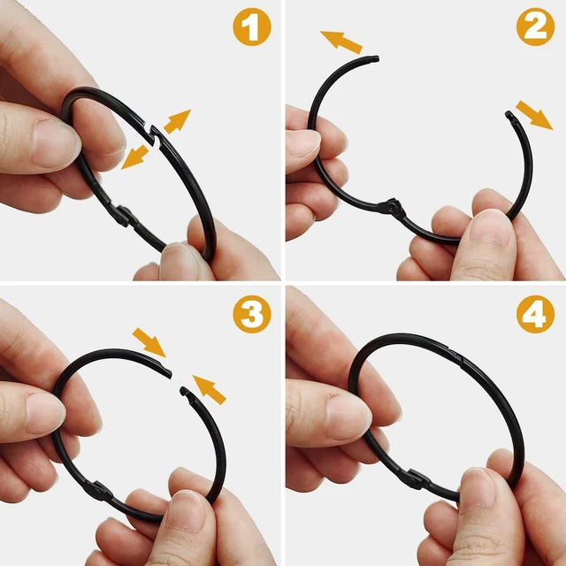 Alt view image 6 of 7 - Shower Curtain Hooks Rings,24 Pcs Rustproof Metal Shower Hooks for Shower Curtain,Glide Smoothly Round Shower Rings for Curtain,Shower Curtain Rings for Bathroom Shower Rod,Snap Joint Design (Black)