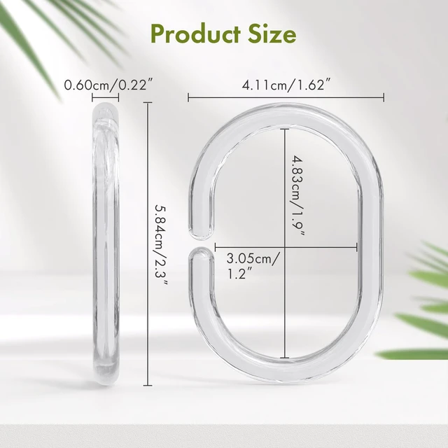 Alt view image 2 of 7 - Shower Curtain Rings, 24 Pcs Plastic Shower Curtain Hooks, Clear Shower Curtain Hooks Rings, Rust Proof Shower Rings C Shaped Shower Hooks for Shower Curtain and Liner Bathroom