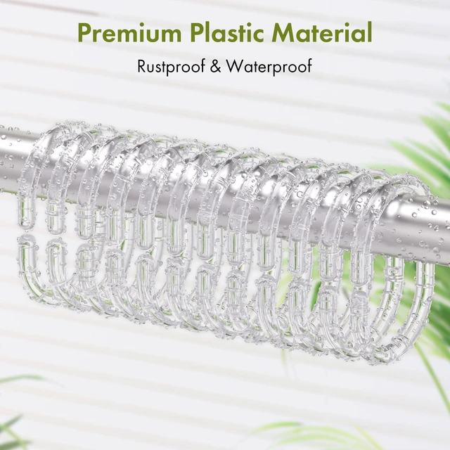Alt view image 3 of 7 - Shower Curtain Rings, 24 Pcs Plastic Shower Curtain Hooks, Clear Shower Curtain Hooks Rings, Rust Proof Shower Rings C Shaped Shower Hooks for Shower Curtain and Liner Bathroom