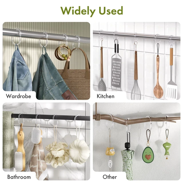 Alt view image 6 of 7 - Shower Curtain Rings, 24 Pcs Plastic Shower Curtain Hooks, Clear Shower Curtain Hooks Rings, Rust Proof Shower Rings C Shaped Shower Hooks for Shower Curtain and Liner Bathroom