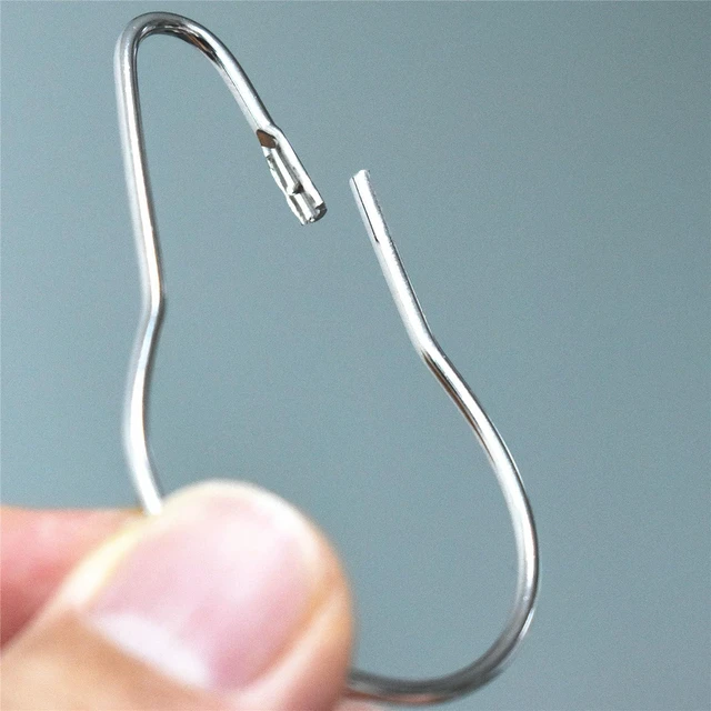 Alt view image 3 of 4 - Silver Shower Curtain Rings Metal Hooks Ring (24 Pack) Nickel Plated Rustproof for Bathroom Shower Rod