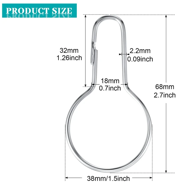 Alt view image 2 of 6 - 60 Pcs Metal Shower Curtain Hooks Reusable Hanging Clips, Silver | Metal Rings for Bathroom Shower, Bedroom Curtains hooks, Rust Resistant Finish, Versatile Hangers, Home Kitchen Hanging Clip