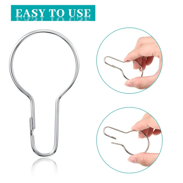 Alt view image 4 of 6 - 60 Pcs Metal Shower Curtain Hooks Reusable Hanging Clips, Silver | Metal Rings for Bathroom Shower, Bedroom Curtains hooks, Rust Resistant Finish, Versatile Hangers, Home Kitchen Hanging Clip