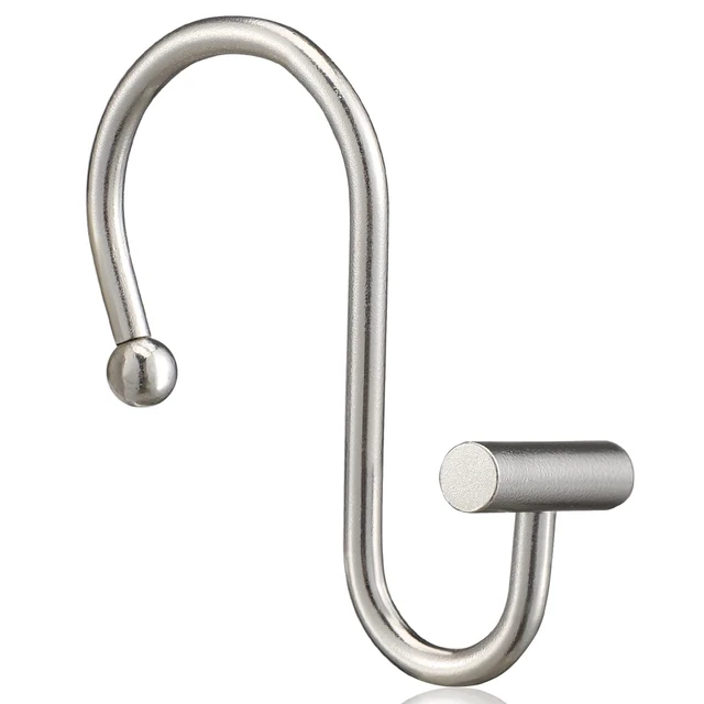Alt view image 2 of 7 - Nickel Shower Curtain Hooks, Rust Proof Shower Curtain Rings for Bathroom, Silver Metal Decorative Shower Curtain Hooks Hangers for Shower Curtain Rod, Set of 12 T-Bar Design